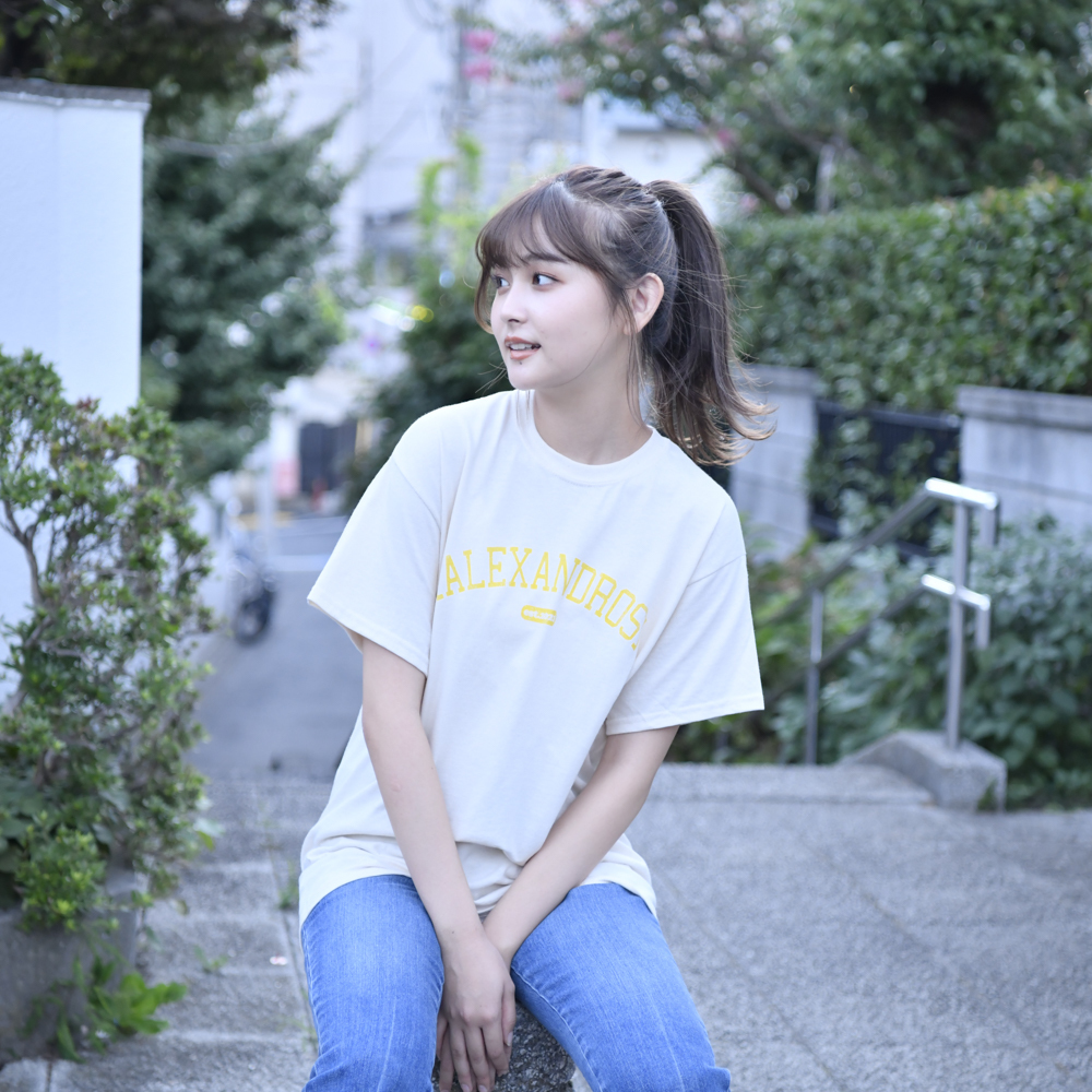 Vintage Style T-Shirt(Natural×Yellow)