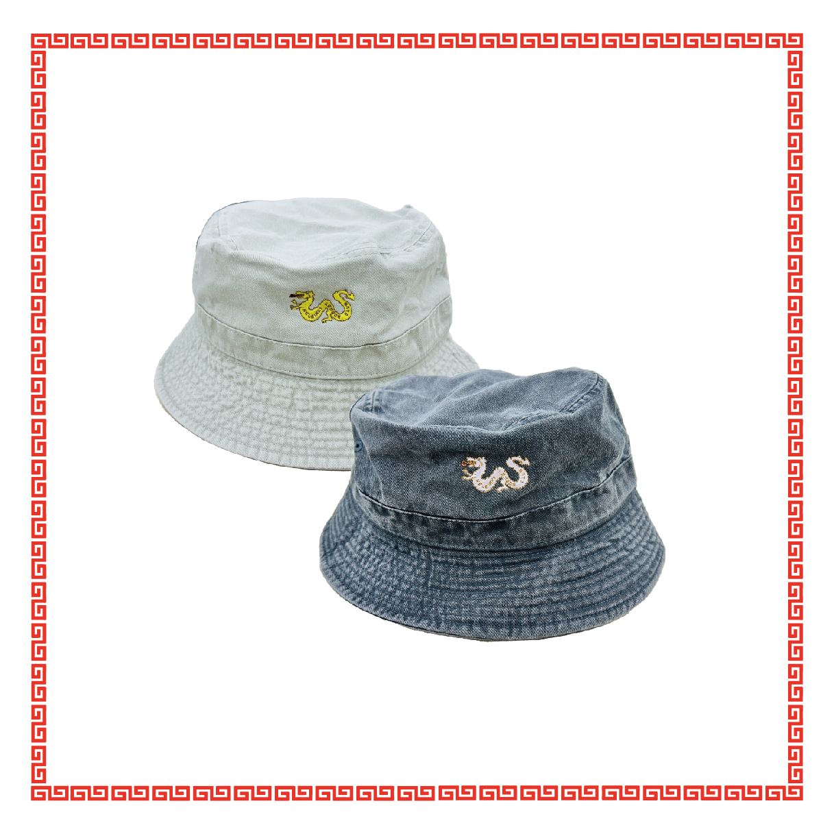 どらごん Bucket Hat (Black / Sand)