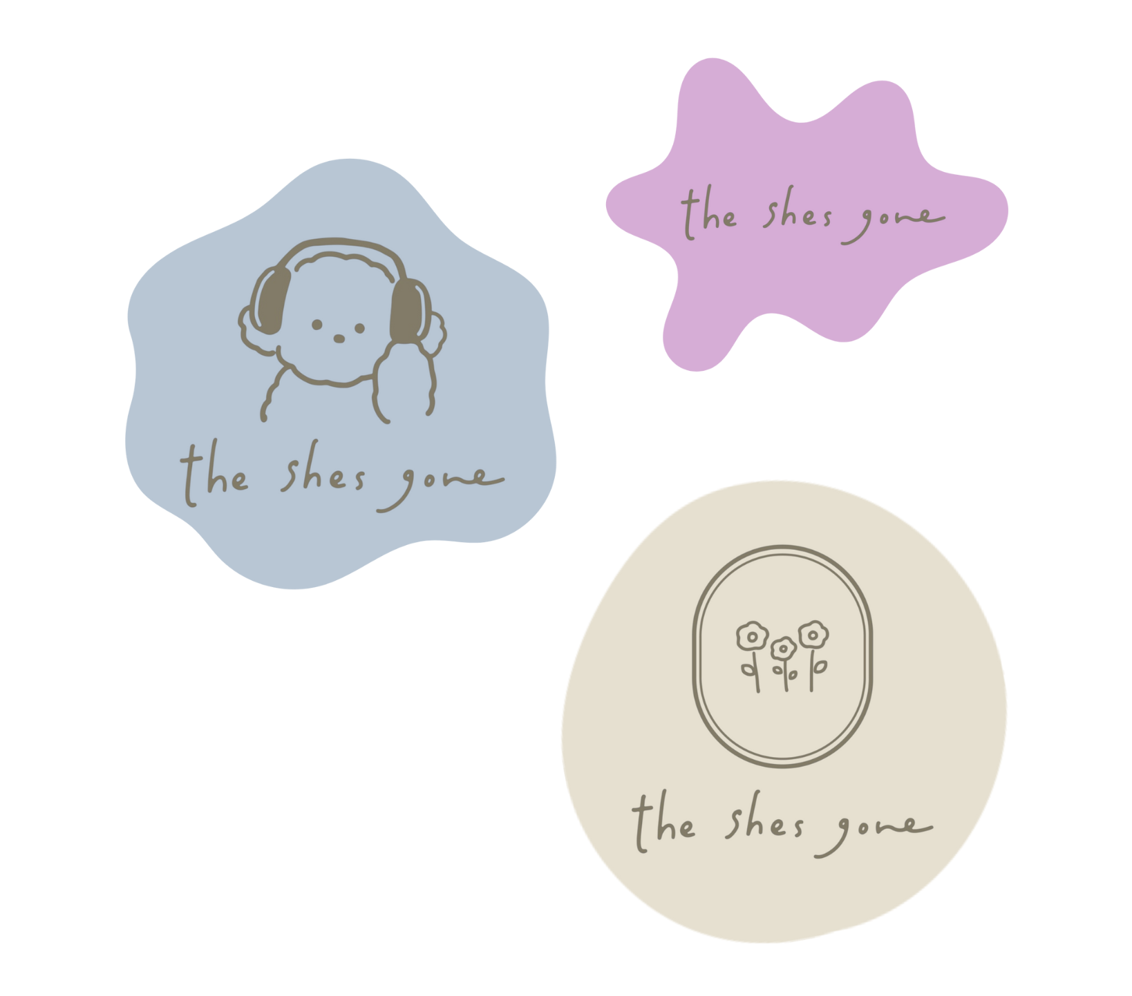 Dog&flower sticker set