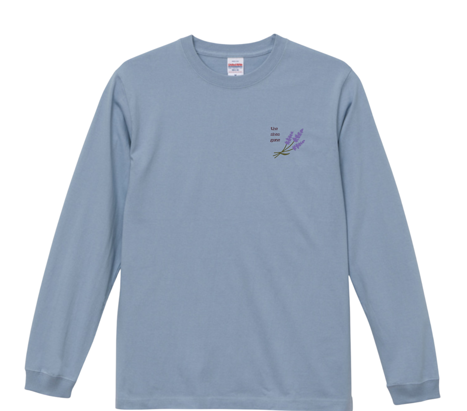 ラベンダー刺繡ロンT(アシッドブルー)