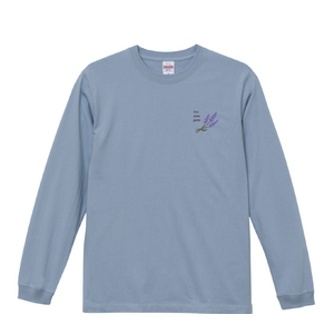 ラベンダー刺繡ロンT(アシッドブルー)