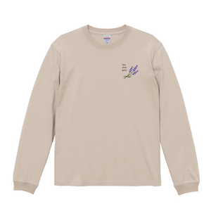 ラベンダー刺繡ロンT(サンドベージュ)