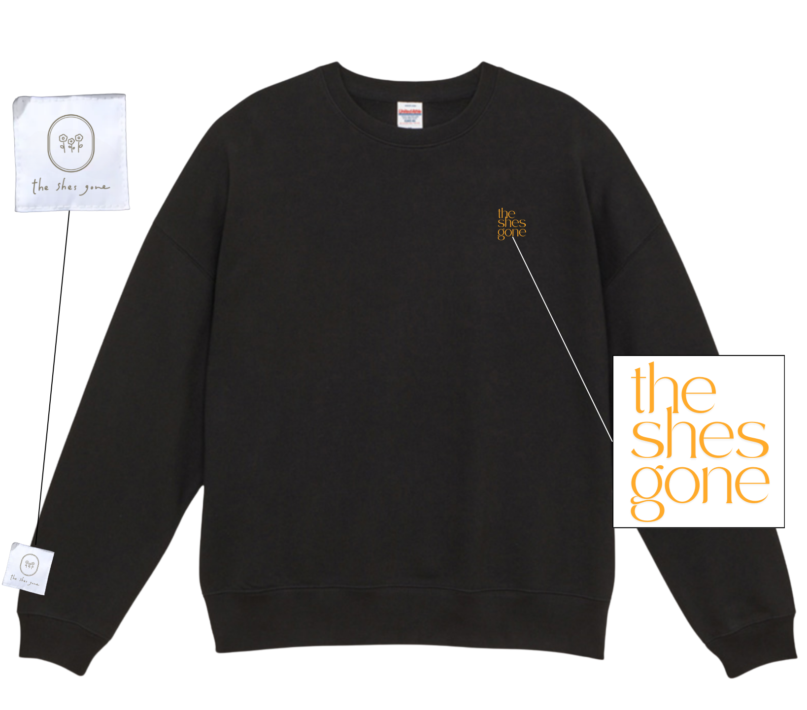 タグ刺繍スウェット(ブラック)