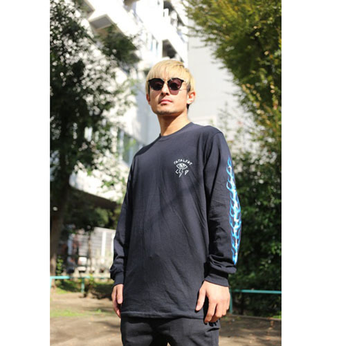 TOTALFAT FLAME Long Sleeve T-Shirt (BK×BL)