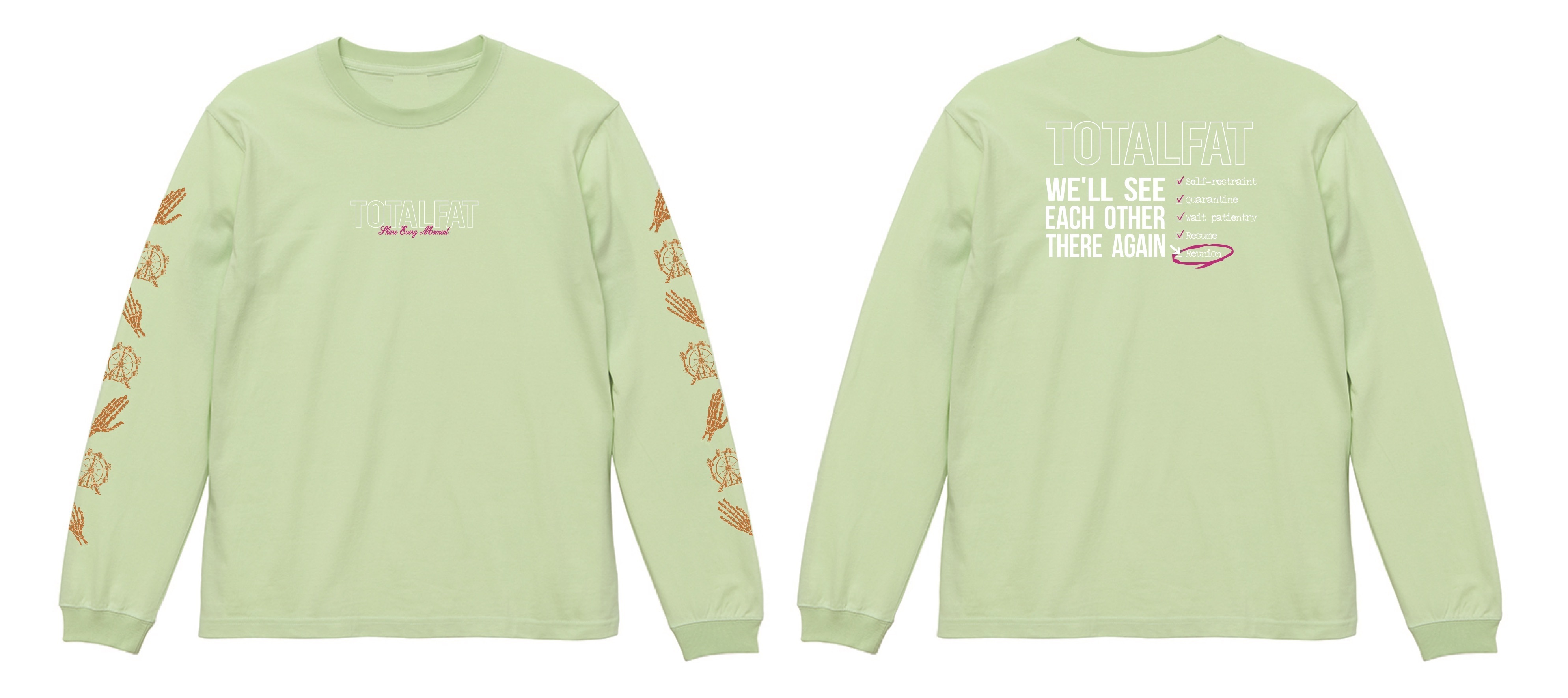再会ロングスリーブTシャツ(ミルキーライム)